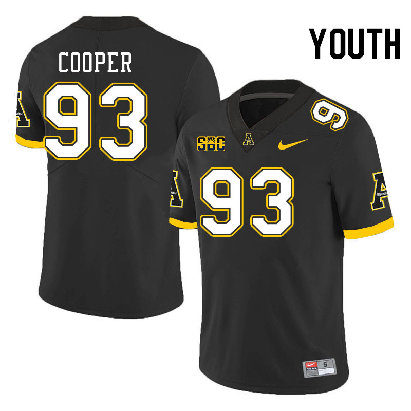 Youth #93 DeNigel Cooper Appalachian State Mountaineers College Football Jerseys Stitched-Black